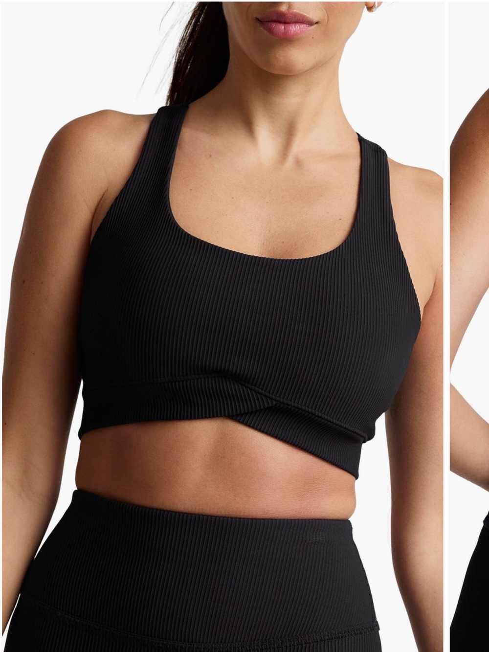 New❤️beyond yoga XS impulse rib sport bra-Onix black Ribbed Black Bralette